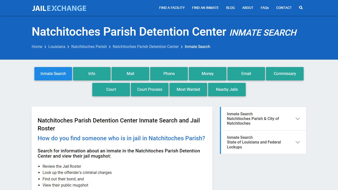 Natchitoches Parish Detention Center Inmate Search
