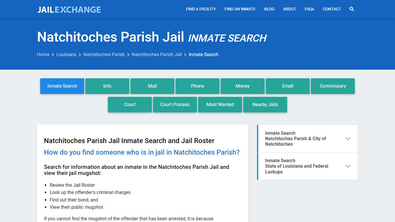 Natchitoches Parish Jail Inmate Search - Jail Exchange